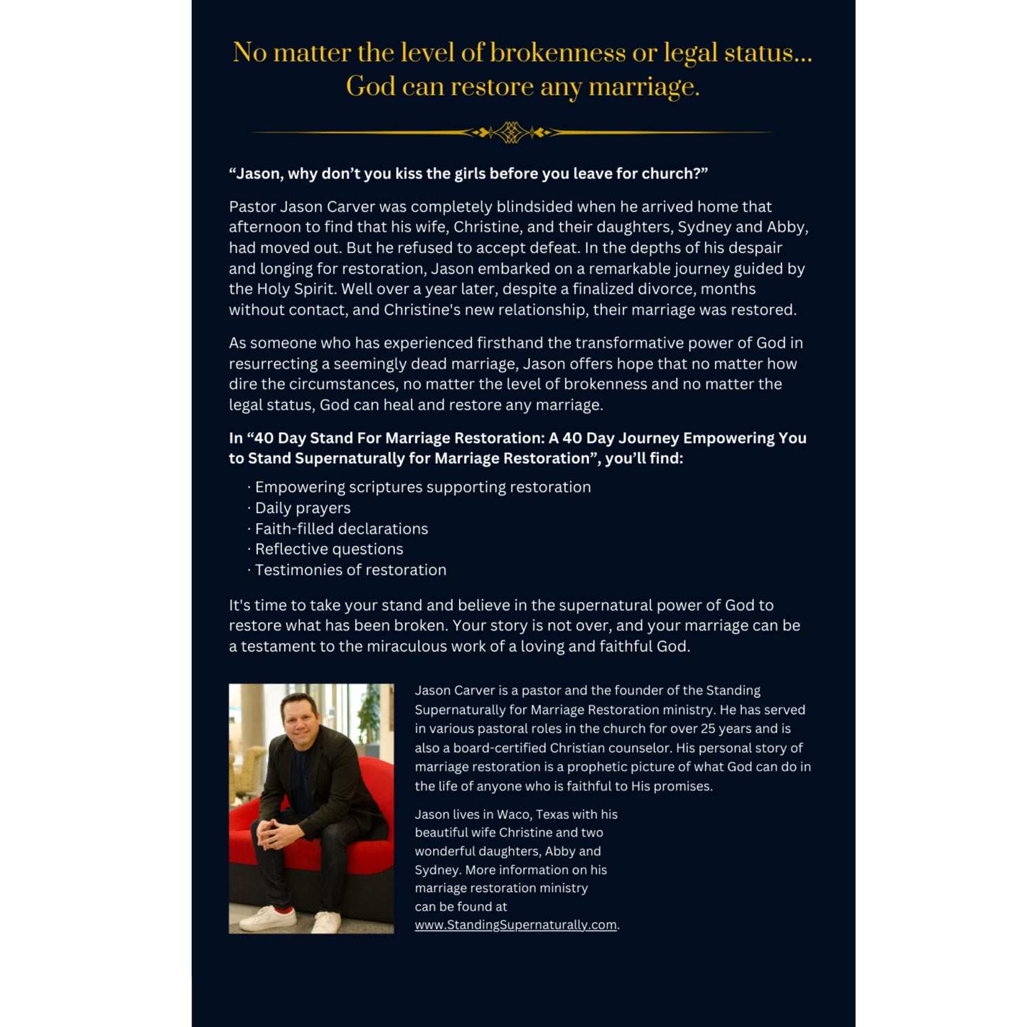 40-Day Stand For Marriage Restoration: A 40 Day Journey Empowering You to Stand Supernaturally - Book