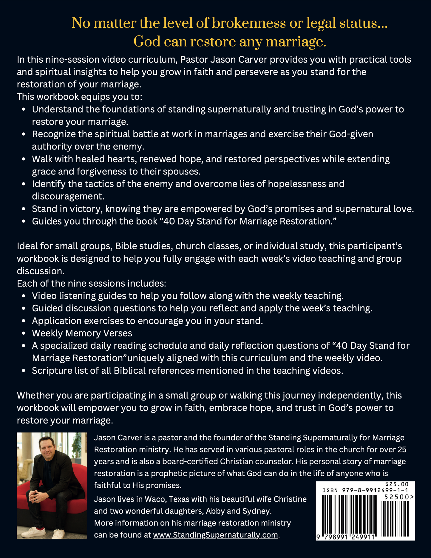 Standing For Marriage Restoration Participants Workbook