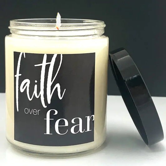 "Faith Over Fear" Passion Fruit & Peony 8oz Glass Candle