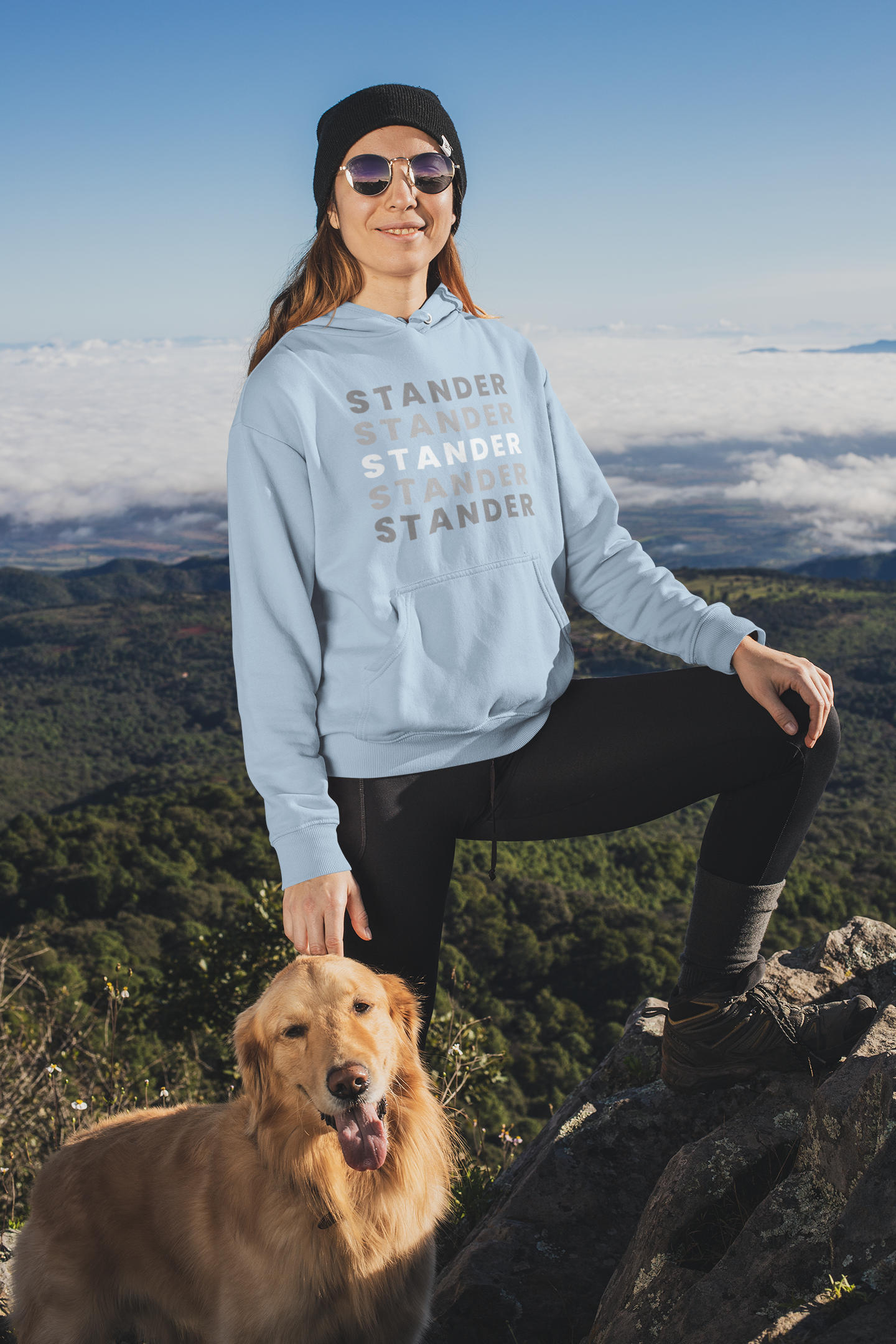 "Stander" - Hooded Sweatshirt t (Light Blue, Black, & Red Available)
