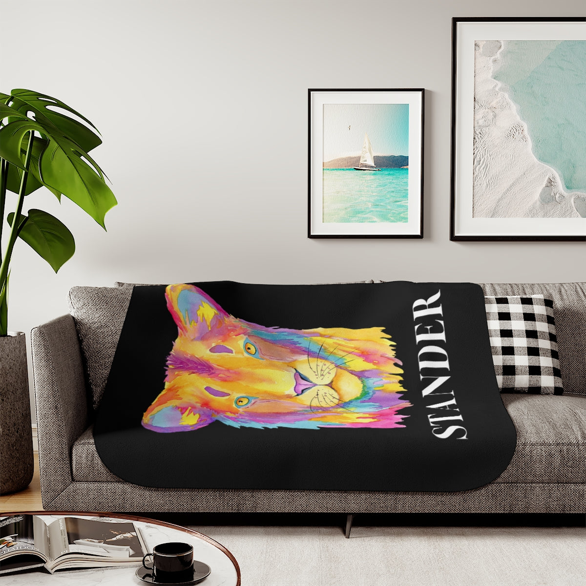 "Lion Stander" Sherpa Blanket, (3 Sizes Available)