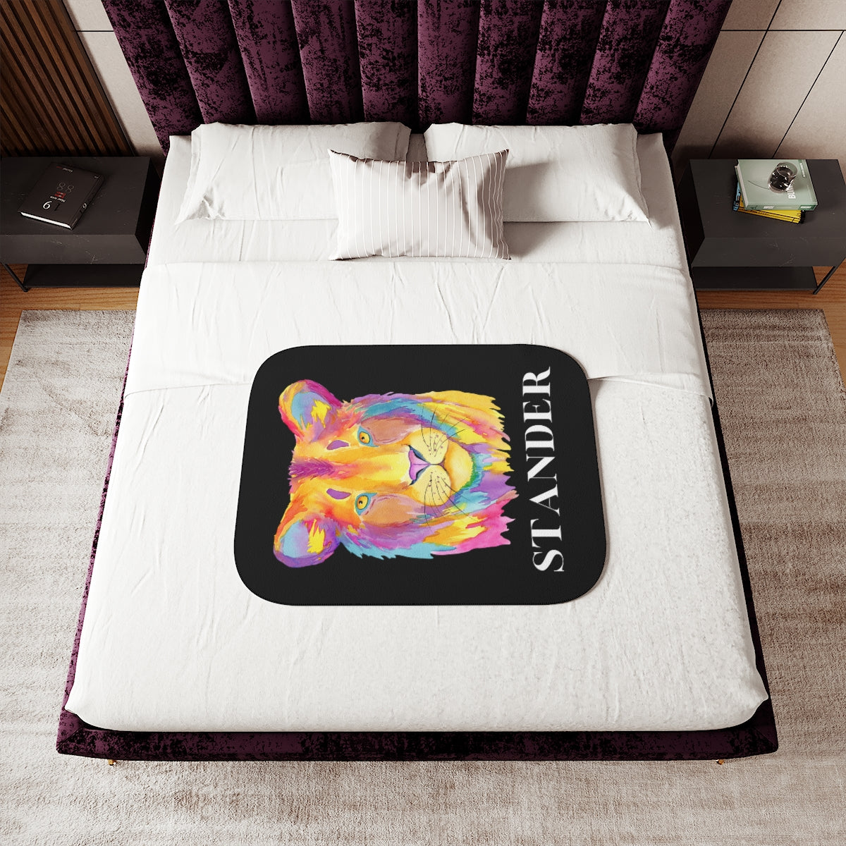"Lion Stander" Sherpa Blanket, (3 Sizes Available)