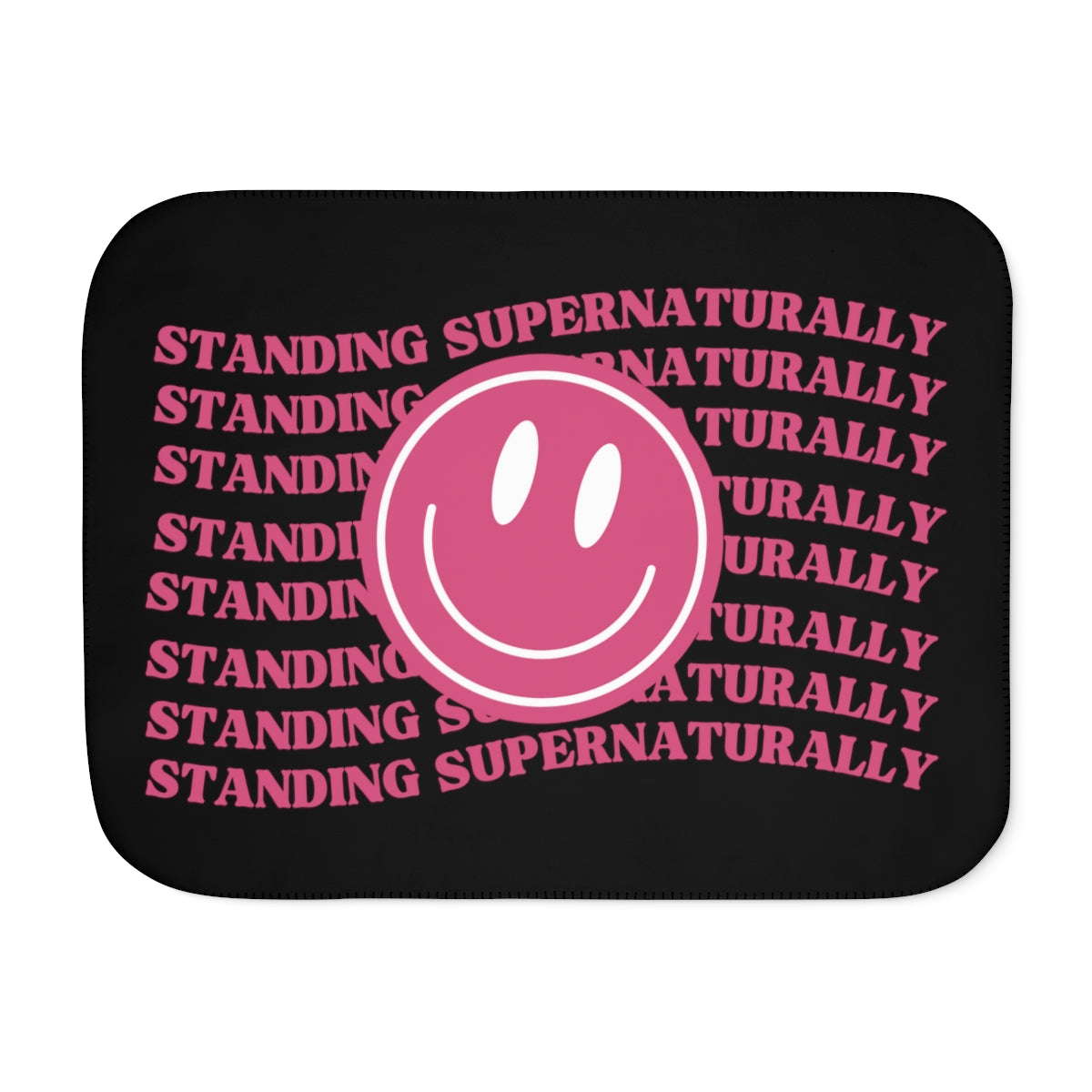 "Pink Smiley" Sherpa Blanket, (3 Sizes Available)