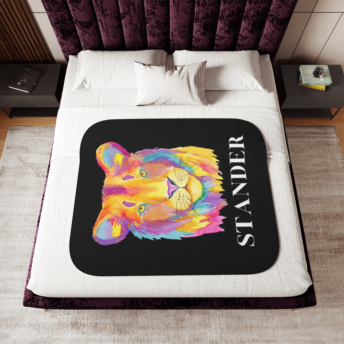 "Lion Stander" Sherpa Blanket, (3 Sizes Available)