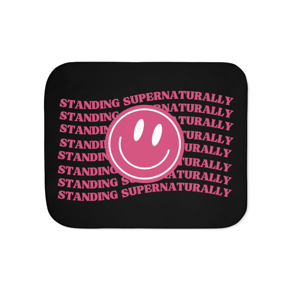 "Pink Smiley" Sherpa Blanket, (3 Sizes Available)