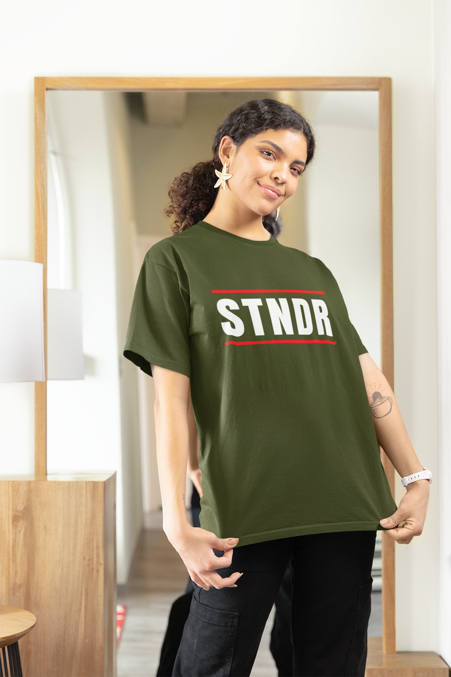 "STNDR" T-Shirt (White, Soft Cream, Olive & Heather Red Available)