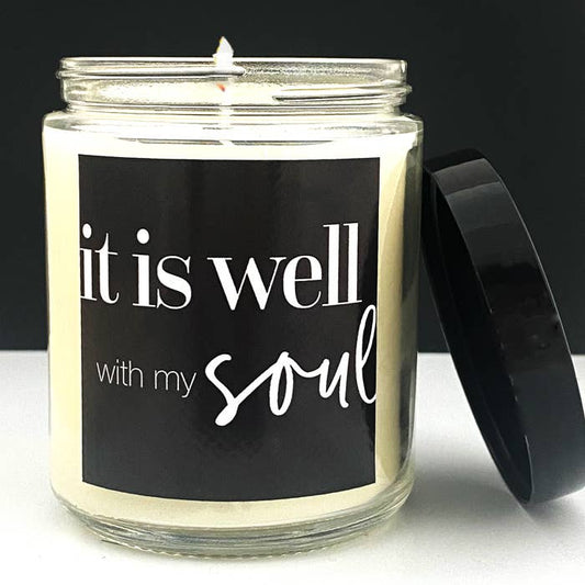 "It Is Well" - White Gardenia 8oz Glass Candle