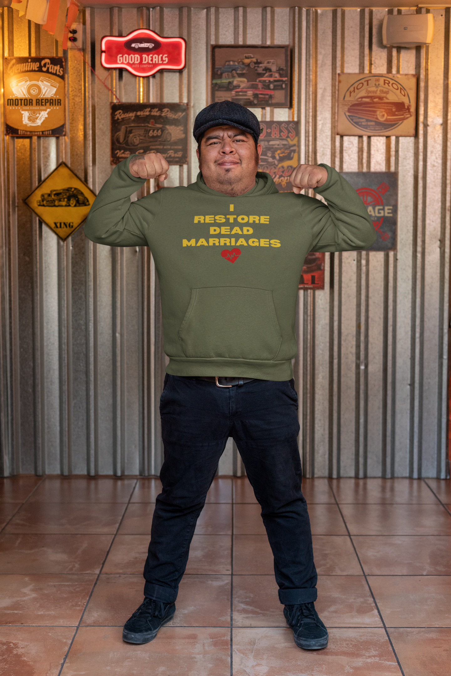 "I Restore Dead Marriages " Hoodie (Military Green & Black Available)