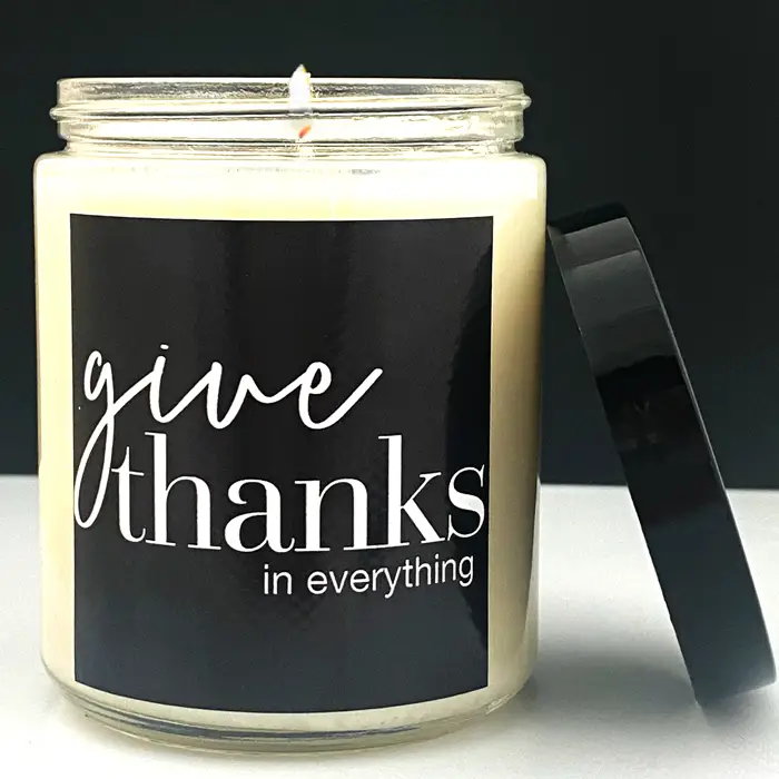 "Give Thanks in Everything" Matcha Mint - 8oz Glass Candle
