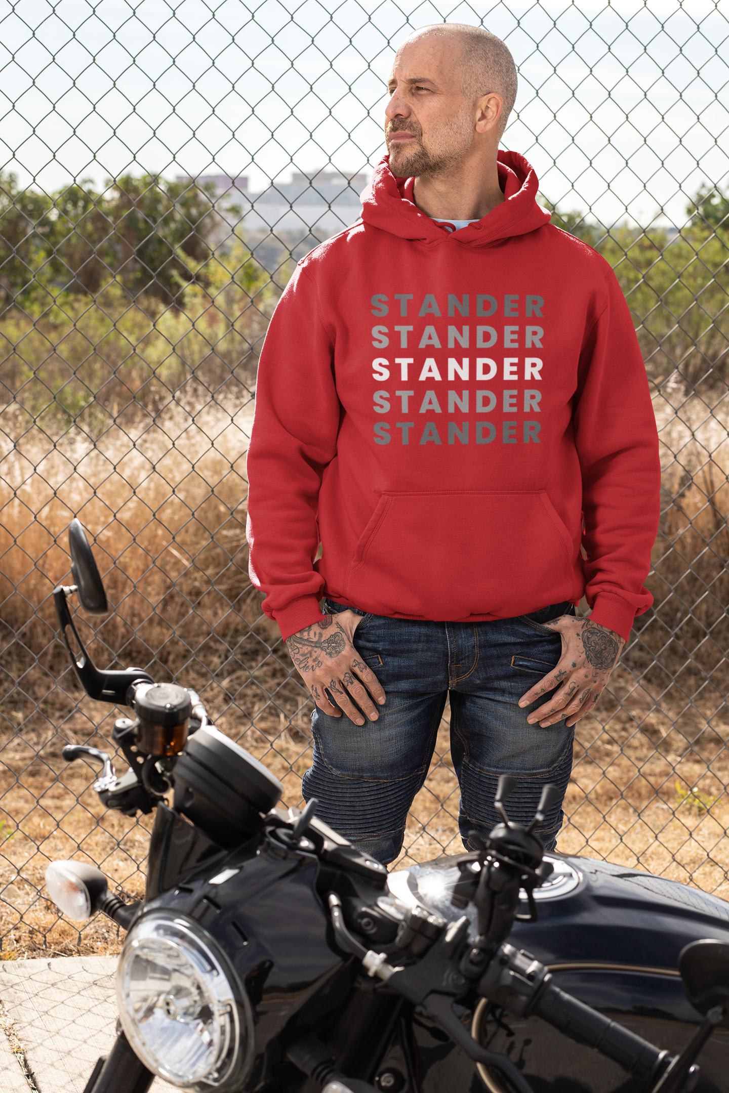 "Stander" - Hooded Sweatshirt t (Light Blue, Black, & Red Available)