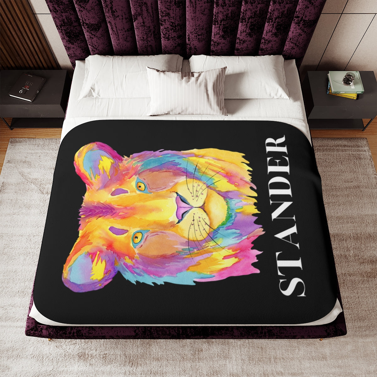 "Lion Stander" Sherpa Blanket, (3 Sizes Available)